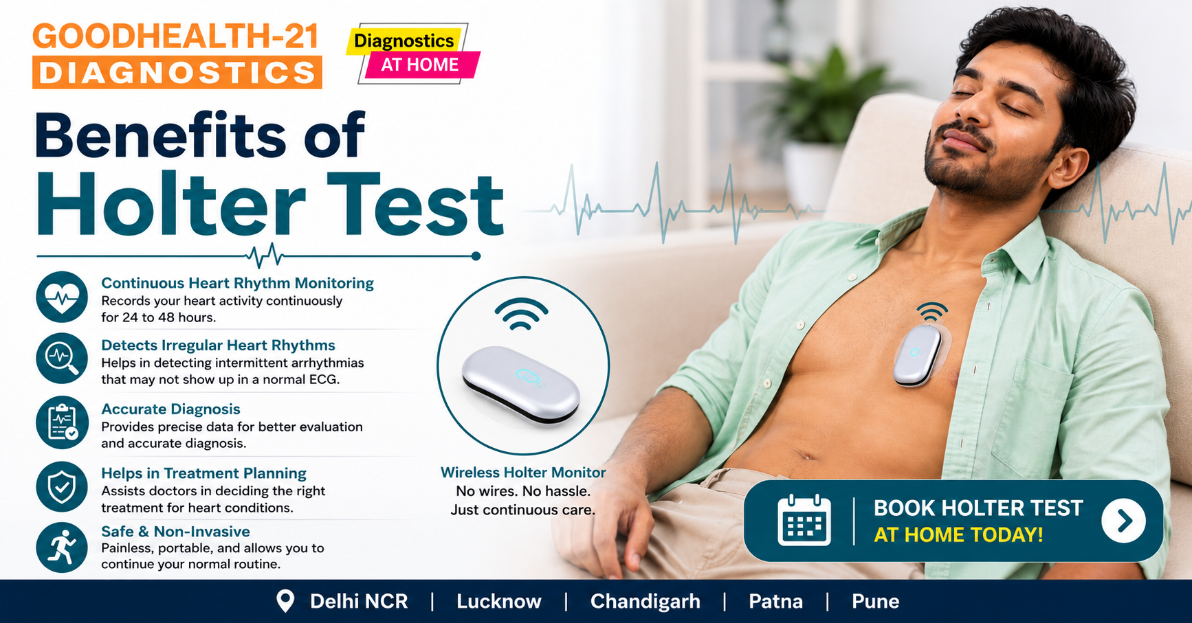 Sleep Study Test in Greater Noida by GoodHealth21 Diagnostics featuring home-based sleep monitoring, sleep apnea diagnosis, overnight sleep study, digital reports, and professional at-home testing services.