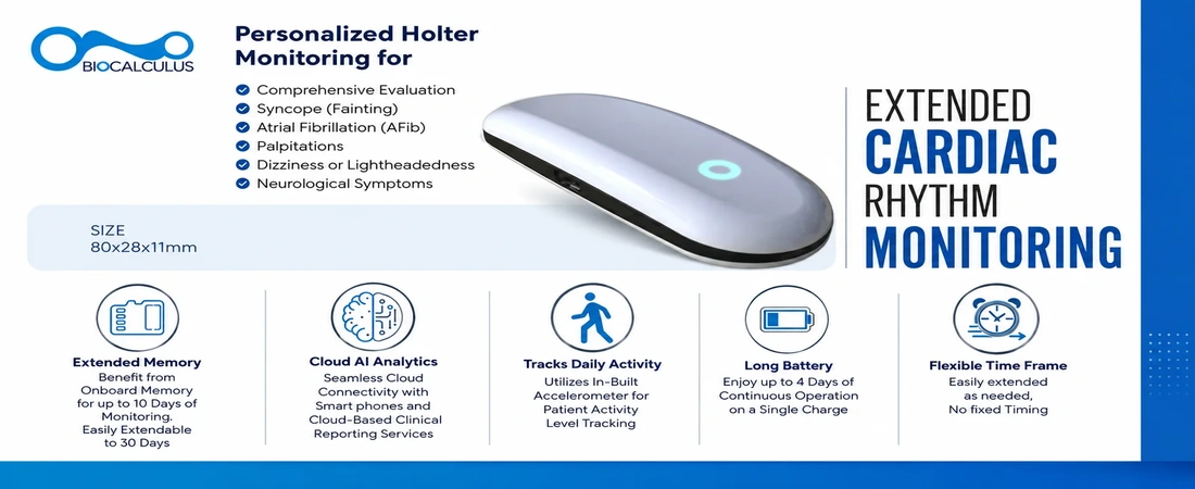 Biocalculus Holter cardiac rhythm monitor