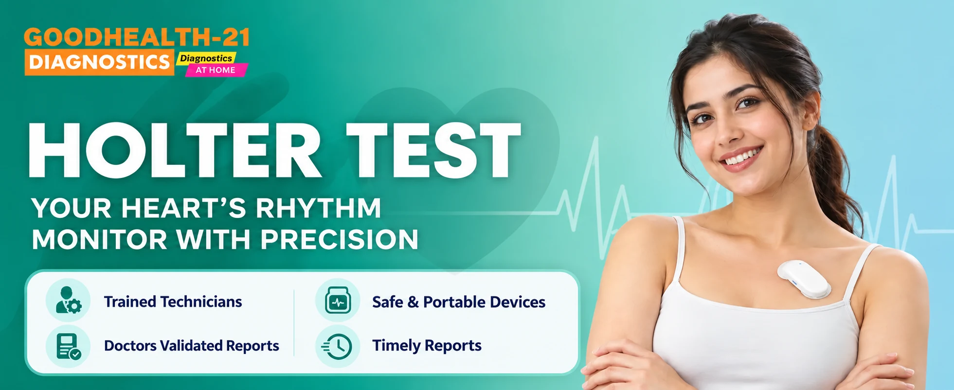 GoodHealth-21 Diagnostics Holter Test at Home banner.