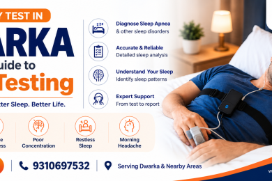 Sleep Study Test in Dwarka by GoodHealth-21 Diagnostics, featuring sleep apnea testing, sleep disorder symptoms, and sleep monitoring support.